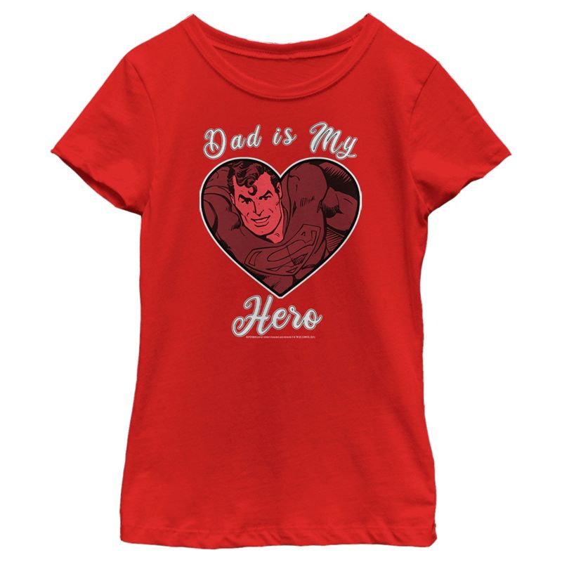 Girl's Superman Valentine's Day Dad is My Hero T-Shirt, 1 of 6