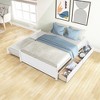 CAVINAS Twin Size Platform Bed with 2 Drawers,Bed Frame with Trundle Bed,Box Spring Not Required,Espresso/White/Gray - 2 of 4