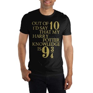 Harry Potter Platform Nine and Three-Quarters 9 3/4 Hogwarts Express Men's Black T-Shirt - 1 of 1