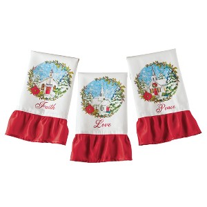 Collections Etc "Peace", "Love" and "Faith" Holiday Church Hand Towel Set - 1 of 2