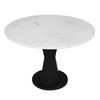 Royal Hampton Coffee Table, White Marble Top on Modern Iron Stand, Round Table, 27 Inch - 4 of 4