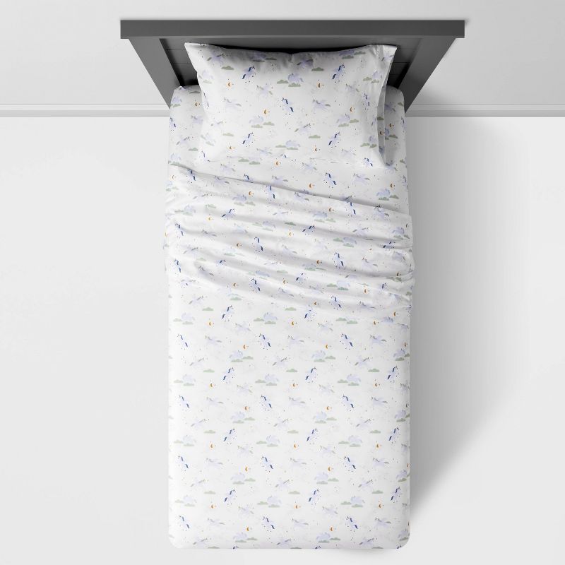 Unicorn Microfiber Kids' Sheet Set Blue - Pillowfort™, 3 of 8