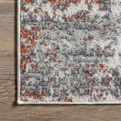Modern Abstract Red Synthetic 4' x 6' Easy-Care Area Rug