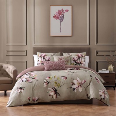 Bebejan Purple Lilies 100% Cotton 5-Piece Reversible Comforter Set