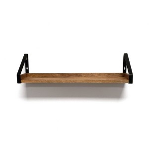 24" Solid Wood Ledge Wall Shelf with Rustic Metal Bracket Mango - InPlace - 1 of 4