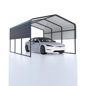 13' x 16' x 10' Metal Carport Heavy Duty, 27 Ga. Steel Roof and 18 Ga. Reinforced Frame, Permanent Shed for Agricultural Machinery, N.W. 460 lbs - 1 of 4