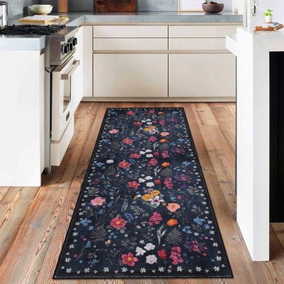 Boho Entryway Rug  Small Rug Hot Pink White Colorful Color Floral Door Mat Indoor Entrance Non-Slip Soft Oriental Vintage Carpet Kitchen Entryway
