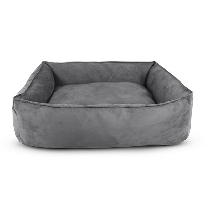 Medium Fathom Gray Plush Pillow Dog Bed