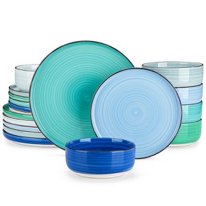 vancasso 18 Pieces Stoneware Dinnerware Set, Mix Colour Set, Blue,  For 6 Person - 1 of 4