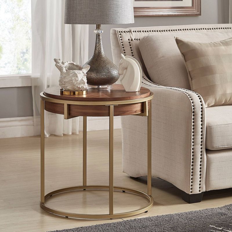 Ervyn Natural Finish End Table with Metal Base Gold - Inspire Q, 3 of 8