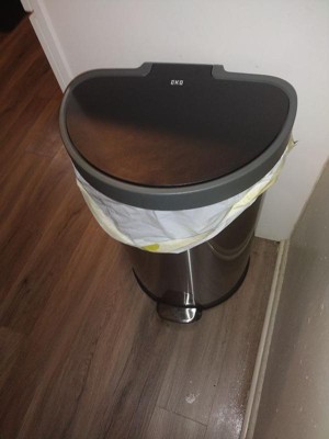 Eko 45l Aria Semi-round Stainless Steel Resin Lid Step Trash Can No Liner :  Target