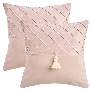 REGALWOVEN Diamond Pattern with Tassel Boho Soft Decorative Pillow Cases 2 Pcs - 1 of 4