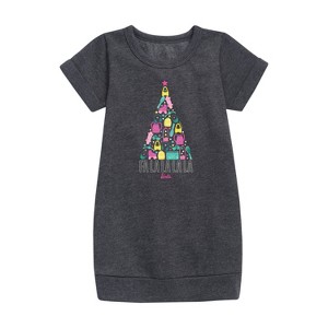 - Barbie - Holidays & Christmas Graphic Short Sleeve Fleece Dress - 1 of 3