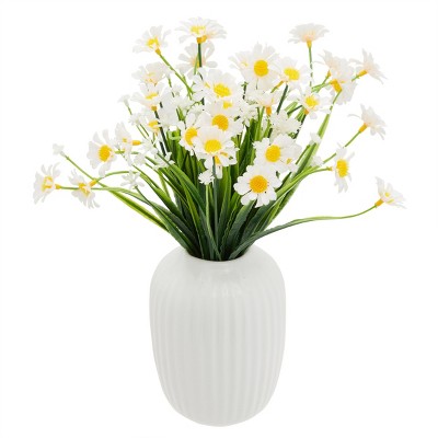 Okuna Outpost 6 Pack Artificial Daisy Flower Bouquet (11.8 in, White)