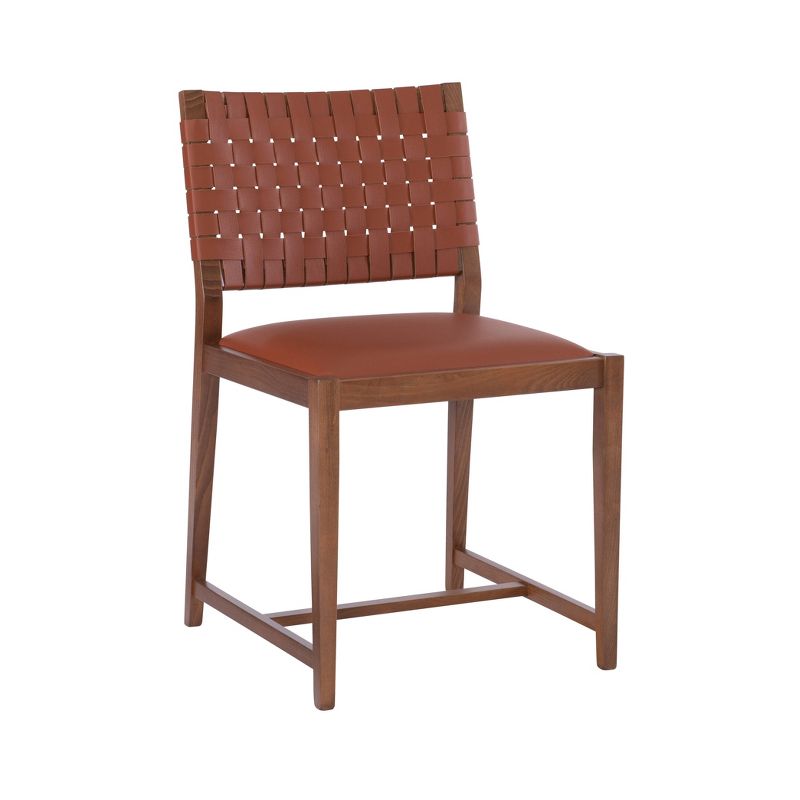 Dallen Woven Back Faux Leather Dining Chair Brown - Linon, 1 of 12