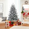 Tangkula 4.5/6/7 FT Pre-Lit Artificial Christmas Tree Snow Flocked Full Tree w/ 436/820/1164 Lush Branch Tips - 2 of 4