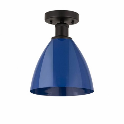 Plymouth Dome - 1 Light Semi-Flush Mount In Industrial Style-11.25 Inches Tall and 7.5 Inches Wide