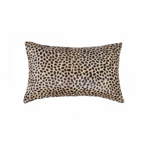 HomeRoots 12" X 20" Orange and Black Cowhide Throw Pillow - 1 of 4