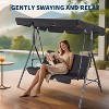 3-Seater Outdoor Porch Swing Chair with Adjustable Canopy, Heavy-Duty Steel Frame, 600 Lb Capacity, Weatherproof Cushions - 3 of 4