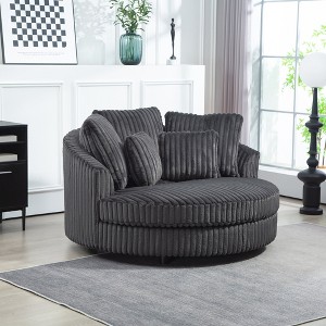 Hrinhom 60"W Oversized Faux Fur Upholstered Single Sofa Chair With 5 Pillows,Accent Chair - 1 of 4