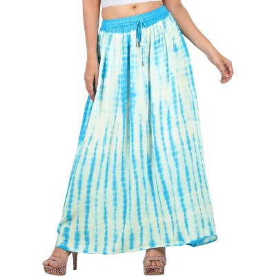 LA LEELA Women's Holiday Long Summer Vacation Skirts Stylish A-line Flared long Maxi Skirt