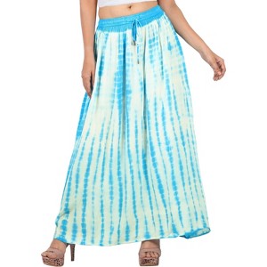 LA LEELA Women's Holiday Long Summer Vacation Skirts Stylish A-line Flared long Maxi Skirt - 1 of 4