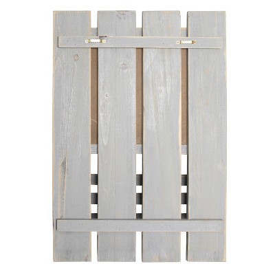 Gray Wash Wooden Chalkboard Sign with Key Holder Hooks and Mail Storage