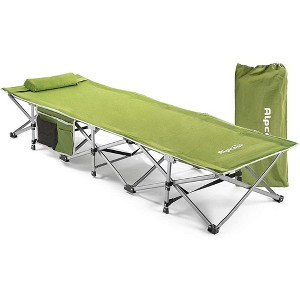 Alpcour Compact Folding Camping Cot - Single Person, Heavy Duty, Indoor & Outdoor Bed with Pillow - 1 of 4