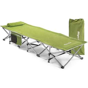 Alpcour Compact Folding Camping Cot - Single Person, Heavy Duty, Indoor & Outdoor Bed with Pillow