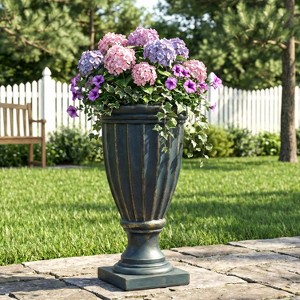 Christopher Knight Home Mireille Patio Stately Tall Fluted Lightweight  Concrete Pedestal Urn Planter : Target