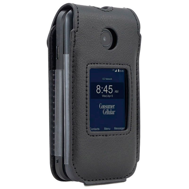 Nakedcellphone Case for Consumer Cellular Verve Snap Flip Phone - Vegan Leather with Belt Clip - Black, 2 of 10