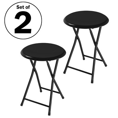 Trademark Home Set of 2 Heavy-Duty 18-Inch Folding Stools with Padded Seats, Black