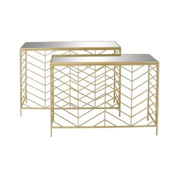Set of 2 Contemporary Console Tables Gold - Olivia & May