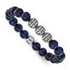 Chisel Stainless Steel Antiqued and Polished 10mm Blue Tiger's Eye Beaded 7.5" Stretch Bracelet - 2 of 4