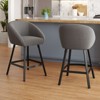 TUYOHW Teddy Fabric Counter Bar Stools Set of 2,Upholstered Bar Chairs with Metal Frame,Soft Backrest & Armrest,Dining Chair for Kitchen,Bar - 2 of 4