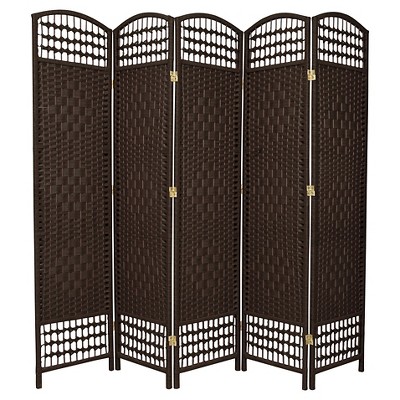 5 1/2 ft. Tall Fiber Weave Room Divider - Dark Mocha (5 Panel)