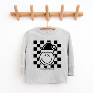 SmileyWorld Checkered Christmas Wink - Youth Long Sleeve Graphic T-Shirt - 1 of 4