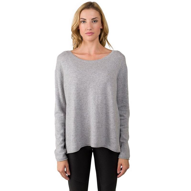 J CASHMERE Women's 100% Cashmere Dolman Sleeve Pullover High Low Sweater, 1 of 6