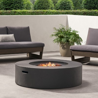 KWPZQEB Outdoor Fire Pit, Propane Tank Holder, Outdoor Tank Storage Table with Cut-Out Handle, Magnesium Oxide Side Table