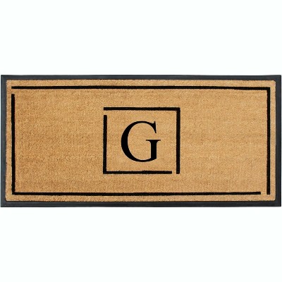 A1HC Natural Coir Monogrammed Doormat, Anti-Shed Treated Durable Front Door Mat for Outdoor Entrance, Easy to Clean Entrymat 24"x48"