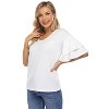Coolmee Women's Blouses Ruffle Sleeve T Shirts V Neck Double Tiered Bell Sleeve Top - 3 of 4