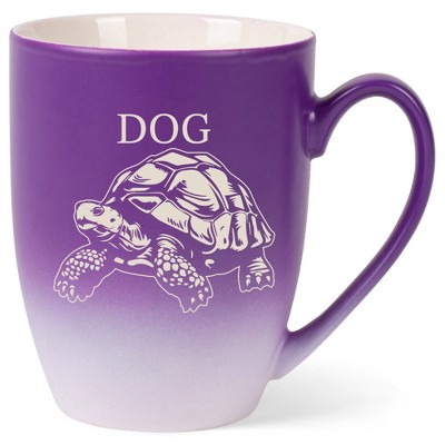 100 North Souls Like 10 Ounce Purple and White Two Toned Ombre, Comfortably Fits Your Hands, Ceramic Tea Coffee Cup Mug, Dog