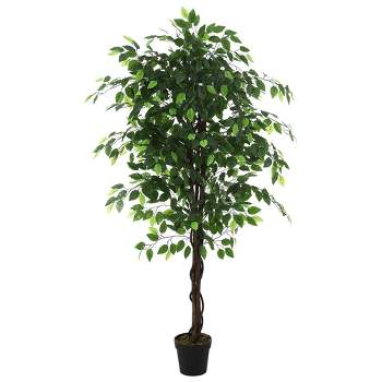Nearly Natural 6’ Ficus Artificial Tree In Nursery Planter : Target