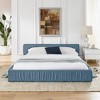 CAVINAS Grounded Upholstered Platform Bed Frame, Chenille Fabric Queen Size Bed Frame with Headboard, Sturdy Bed Frame with Wave Pleated Design - 2 of 4