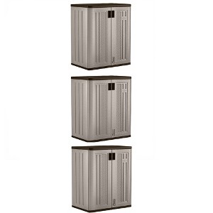 Suncast 9 Cu Ft Heavy Duty Resin Garage Base Storage Cabinet, Platinum (3 Pack) - 1 of 4