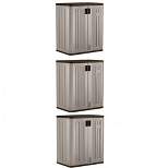 Suncast 9 Cu Ft Heavy Duty Resin Garage Base Storage Cabinet, Platinum (3 Pack)