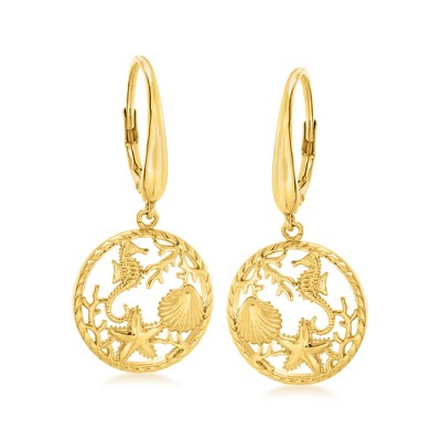 Ross-Simons 18kt Yellow Gold Over Sterling Silver Sea Life Drop Earrings