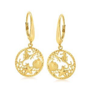 Ross-Simons 18kt Yellow Gold Over Sterling Silver Sea Life Drop Earrings - 1 of 4