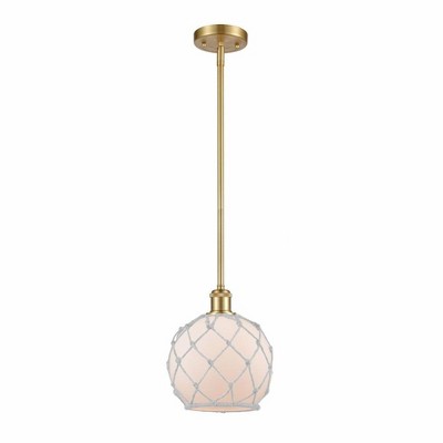 Farmhouse Rope - 1 Light Stem Hung Mini Pendant In Industrial Style-10 Inches Tall and 8 Inches Wide