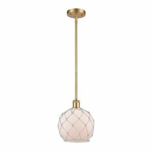 Farmhouse Rope - 1 Light Stem Hung Mini Pendant In Industrial Style-10 Inches Tall and 8 Inches Wide - 1 of 1